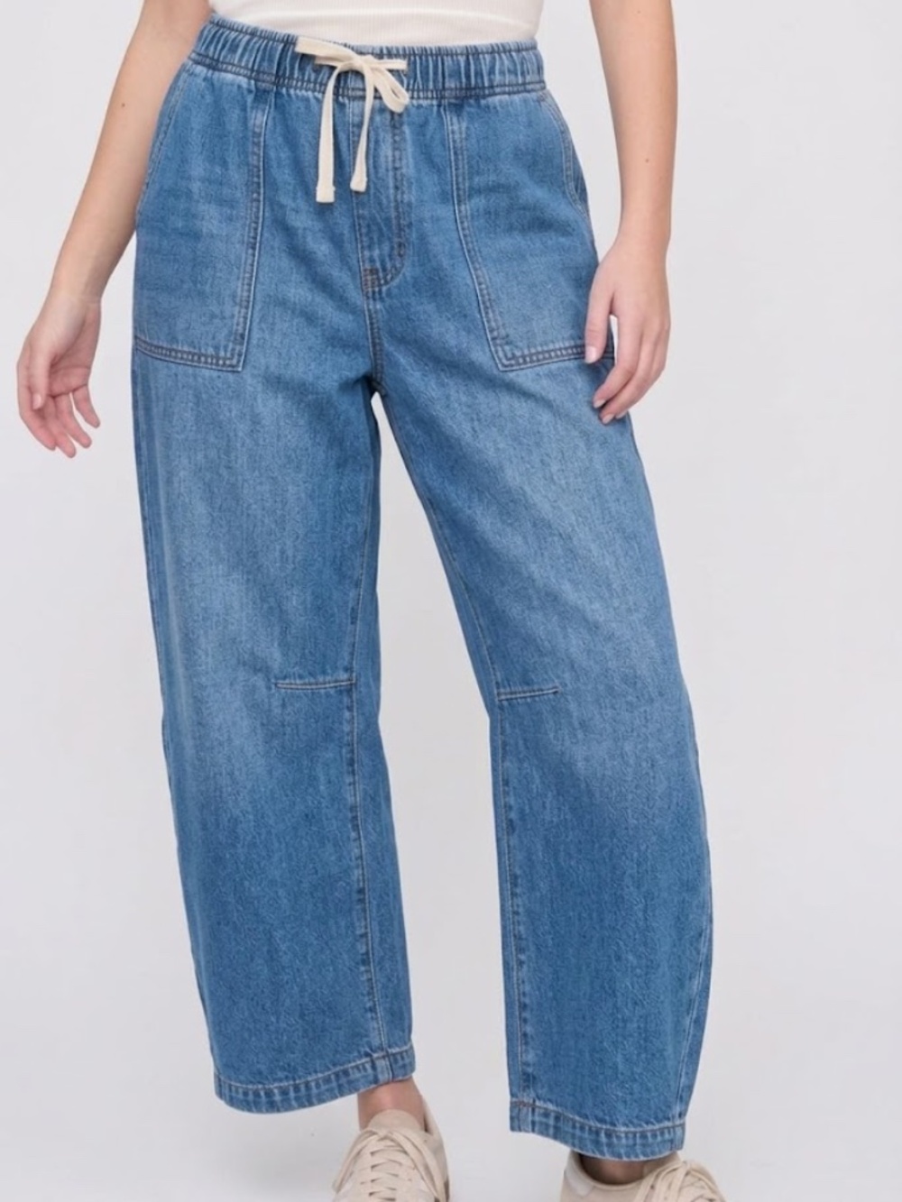 XL Gap Denim Mid Rise Super Soft Pull-On Light Wash Barrel Leg Jeans